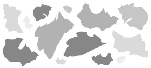 Clean abstract camouflage shapes in shades of grey isolated on white. A versatile, high-contrast organic pattern ideal for minimalist and modern branding. © MareArt