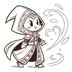 Naklejka premium Chibi Mage with Layered Outfit