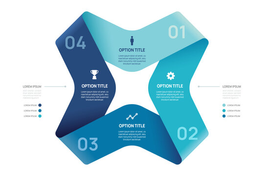 Venn diagram business infographic circle chart template 4 options, presentation with venn diagram elements vector illustration.
