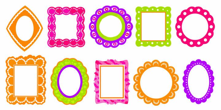 colorful retro frame set vector illustration on white background