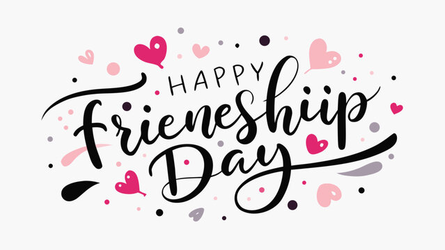 Friendship Day Greeting Card: An elegant design with delicate hearts and a flowing script celebrates the joy of friendship, perfect for expressing heartfelt sentiments.