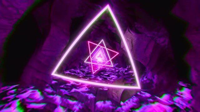 Neon Purple Infinite Drive Tunnel &ndash; Futuristic Abstract Techno VJ Loop