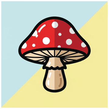A cartoon red mushroom with spots.