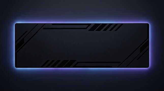 A black rectangular mouse pad with blue and purple LED lighting on a dark background.