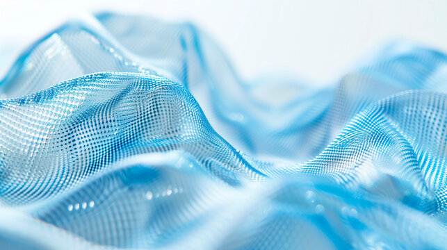 Abstract blue wave background with glowing net texture and soft light