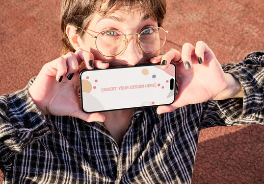 Showcasing a Smartphone. PSD template mockup.