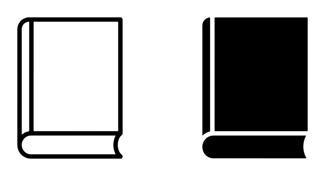 Book Icons: Open and Closed, Outline and Solid Fill, Vector Graphics for Knowledge and Learning