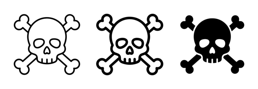 Skull and Crossbones Icons, Danger Symbols, Pirate Icons, Warning Signs