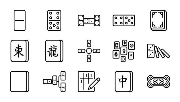 Vector Icons: Dominoes, Mahjong Tiles, and Game Pieces for Board Game Design