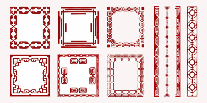 asian inspired red borders traditional ornamental frames and dividers