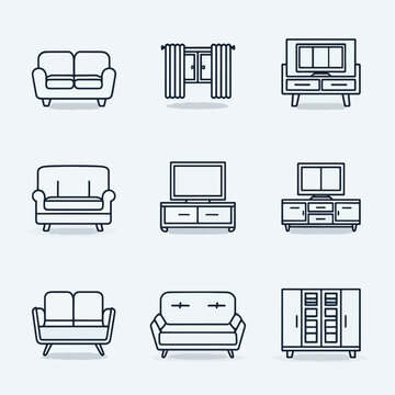 Furniture for living room interior.