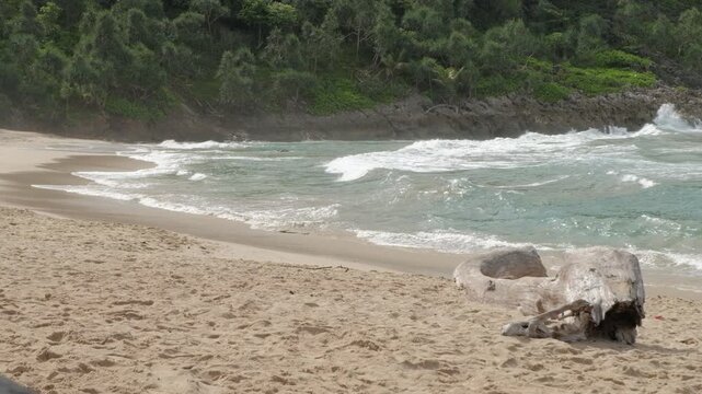 Single Wave Crushing on the Indian Ocean Horizon at Lhoknga Beach