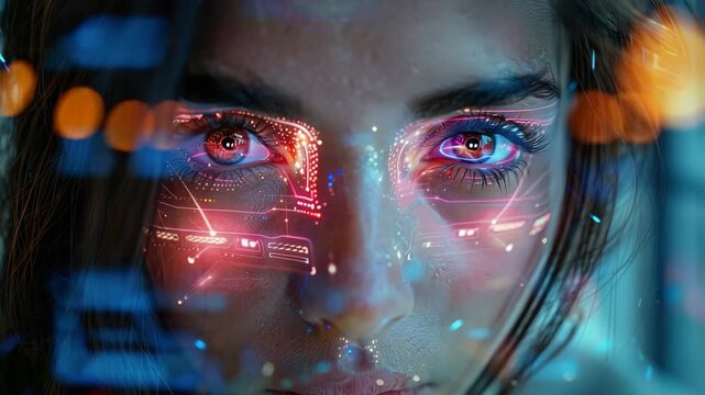digital light reflection on a woman's face