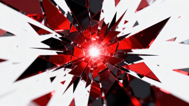 Abstract red and black shattered glass effect