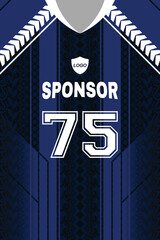 Modern Dynamic Blue Soccer, Football, Volleyball, Basketball, E Sport Jersey Sublimation  with Tribal Texture Vector, Jersey Print Template Full Apparel Kit. © Sadik