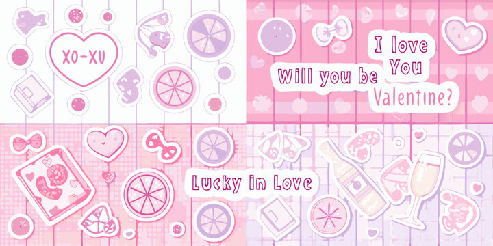 Valentine s day pattern with hearts citrus fruit and playful text