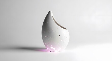 Fototapeta premium Elegant White Vase with Pink Lighting and Polka Dot Pattern