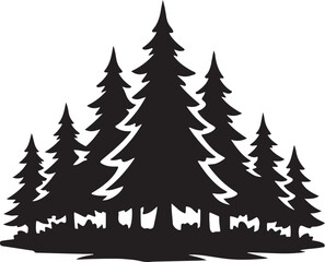 Obraz premium Bold silhouette forest icon vector isolated on white background for nature landscape design use.