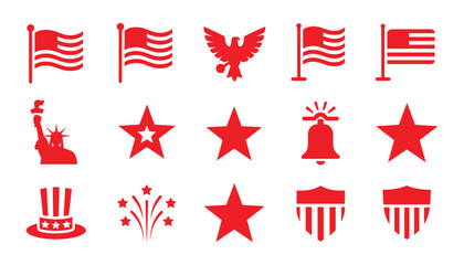 American patriotic symbols vector collection flags stars liberty 4th of july © Craft Designer