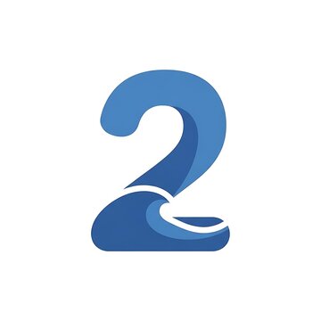 Large Blue Number Two Symbol.