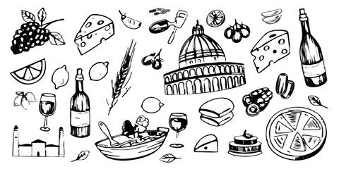 Architectural sketches and building fragments in black and white © Hemlata