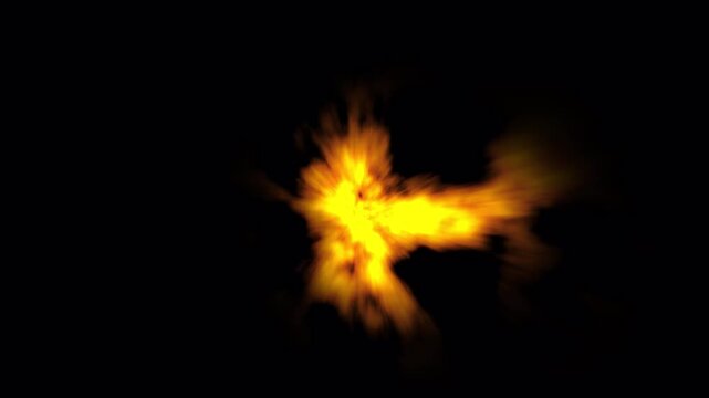 gun muzzle flash explosion on alpha channel. Shooting video animation. 4K video