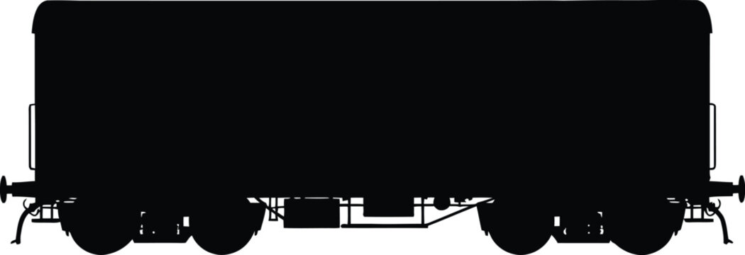 Silhouette of a railway carriage, side view train car