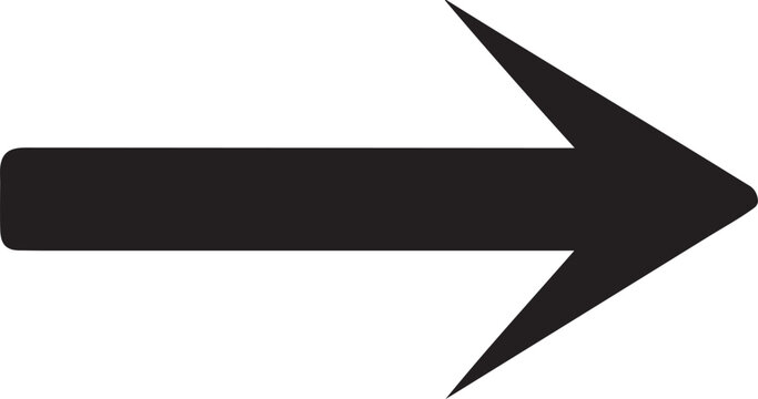 Large black arrow icon pointing right side for directional navigation and UI design usage.