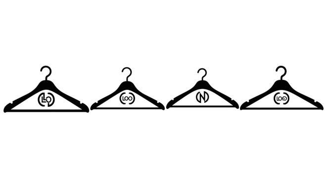 Four hangers with numbers 1, 2, 3, 4 inside on white background