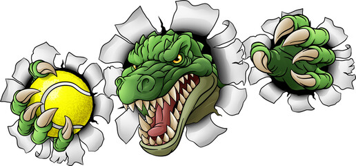 A crocodile, dinosaur or alligator lizard tennis sports mascot  © Christos Georghiou