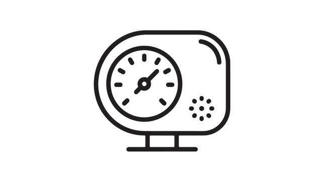 Speedometer gauge icon with bold outline, timer dial face and digital speed graphic symbol on display