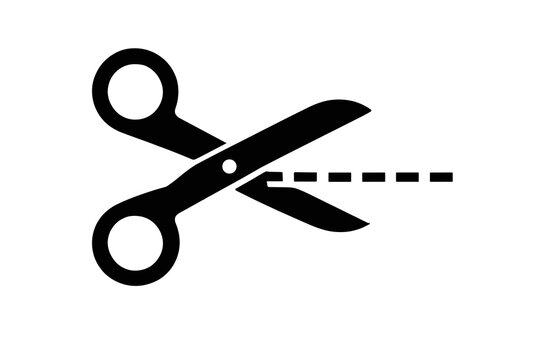 Scissors Silhouette with Cut Line