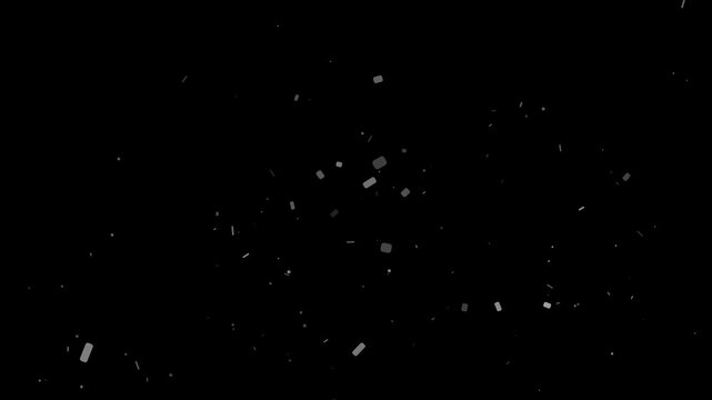 Subtle white dust and debris particles floating and swirling on a dark background motion graphic