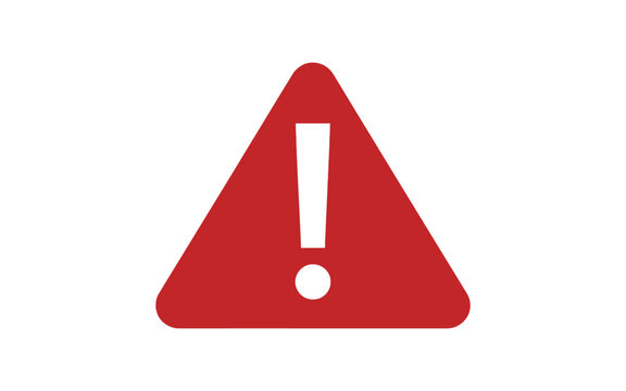Red equilateral triangle warning sign with white exclamation point