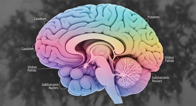 Human Brain Anatomy Showing Basal Ganglia Structures