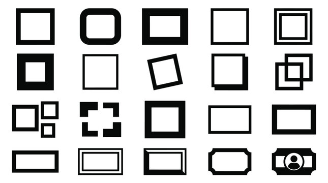 Square and Rectangular Frames Collection Isolated on White Background