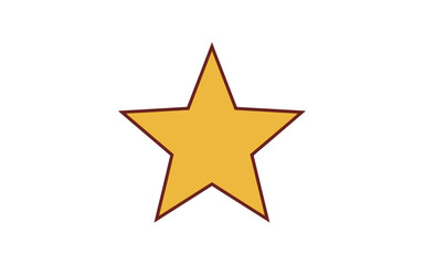 Fototapeta premium Five-pointed star with yellow fill and dark red outline
