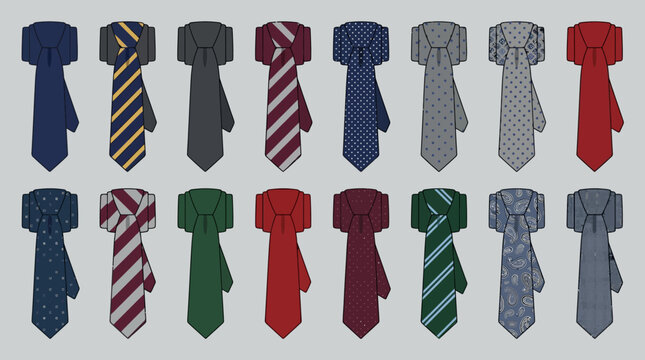 Assorted Neckties Collection in Various Colors and Patterns.