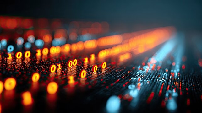 Abstract Digital Binary Code Flowing Data Stream.