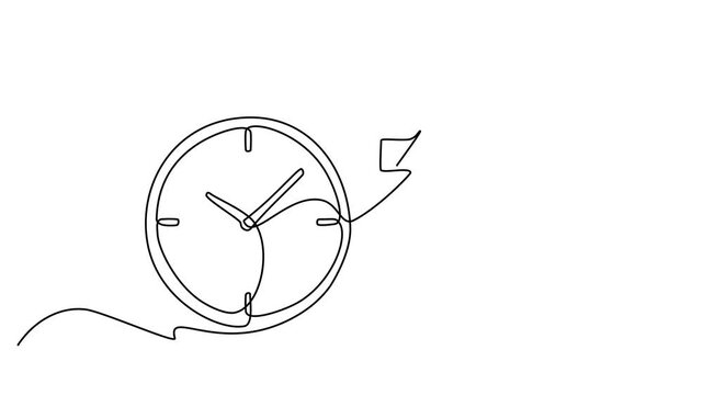 Continuous line drawing of a clock time management productivity, line art vector illustration