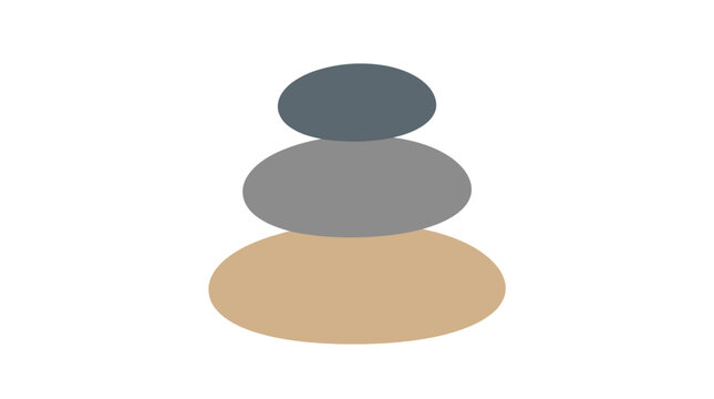 Balanced Stone Stack Zen Sculpture on White Background.