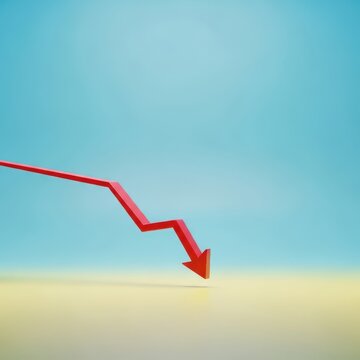 Representation of a minor financial downturn, visualized by a small red arrow descending slightly, indicating a minimal negative market change, falling, stock, graphic