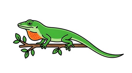 Fototapeta premium Green lizard on a branch.