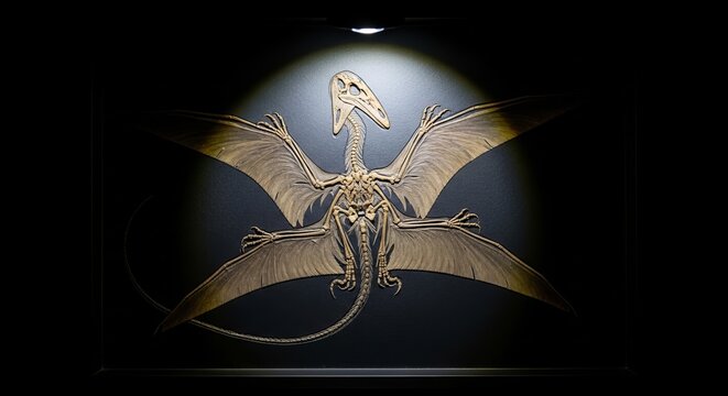 Detailed Microraptor Fossil Skeleton Displayed in Museum Exhibit, Showcasing Ancient Avian Reptile Anatomy and Evolution