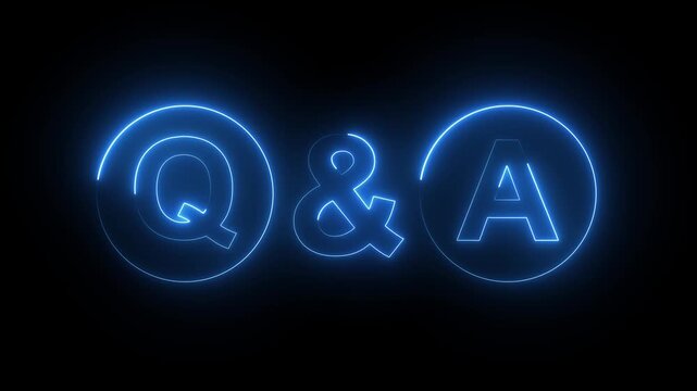  neon q and a question and answer animated session icon, Question and Answer the letters Q and A. Speech bubbles representing the concept of finding solutions, support, and information through inquiry
