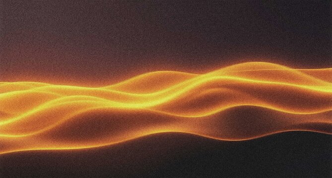 Abstract flowing orange and yellow light waves, dynamic energetic glowing lines, futuristic digital data stream, vibrant fluid motion graphic background 4K grainy texture Background