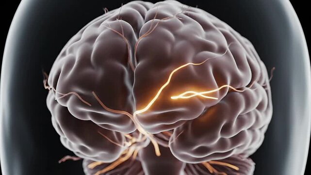 High-Resolution CGI Illustration of Brain Highlighting Olfactory Bulb Connections and Neural Pathways Against a Black Background