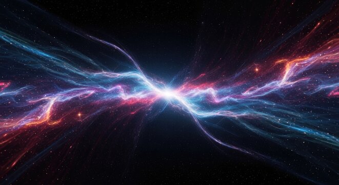 Abstract digital art of energy waves and glowing light effects.