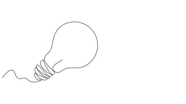 Continuous line drawing of light bulb idea innovation creativity line art vector illustration
