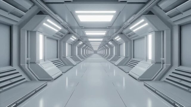 Futuristic Sci-Fi Corridor Tunnel with Glowing Lights